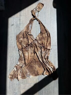 La Khaki Vintage Y2K Paisley Fairy Halter Top